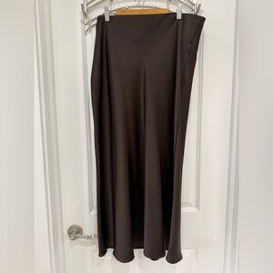 Zara Dark Brown Satin Long Skirt, Size XXL